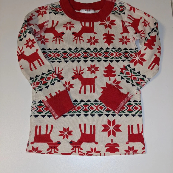 Hanna Andersson Deer Fair Isle Pajamas Christmas Holiday organic sz 90/Y3 - Picture 2 of 4